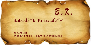 Babiák Kristóf névjegykártya